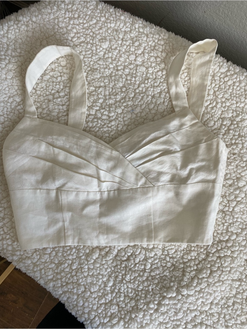 Banana Republic Off-White Linen-Blend Cropped Bustier